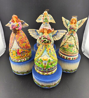 Jim Shore Heartwood Creek Hand-Painted Resin Angel Figurines Set of 4
